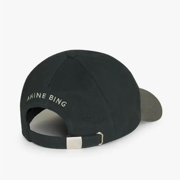 Anine Bing Jeremy Baseball Cap NYC in Charcoal Green - Picture 2 of 9